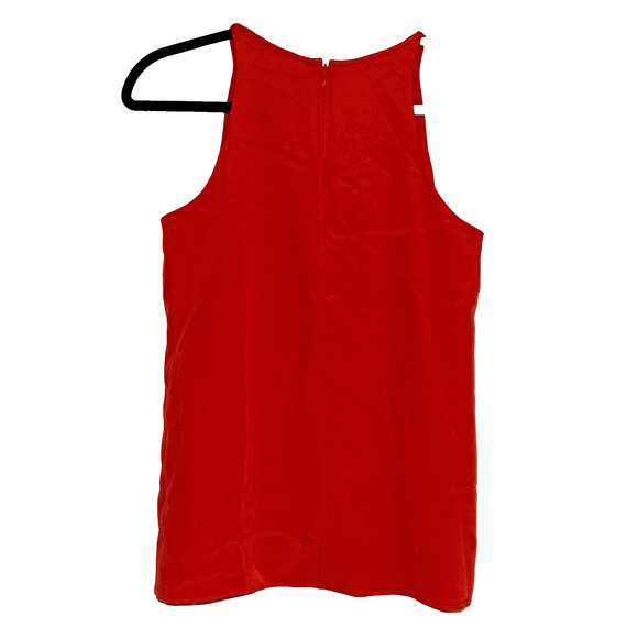 Theory Silk Sleeveless Top Size Petite Red Halter Neck Blouse Designer - Picture 5 of 8